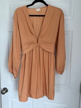 Dee Elly Peach Tie-Front V-Neck Dress